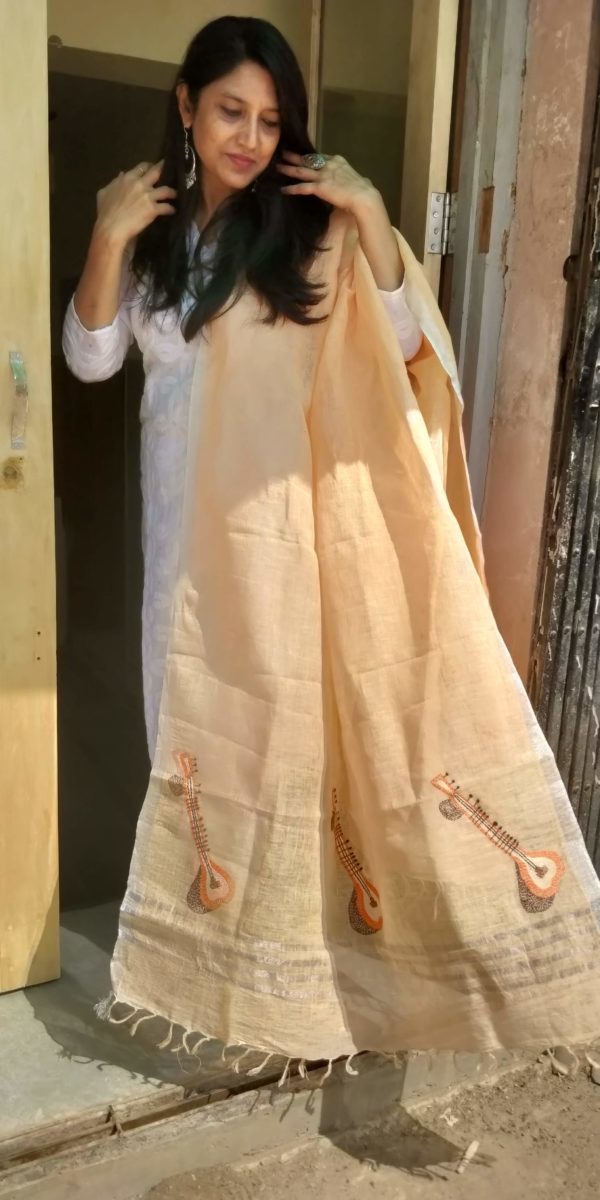 Dupatta Linen Embroidered