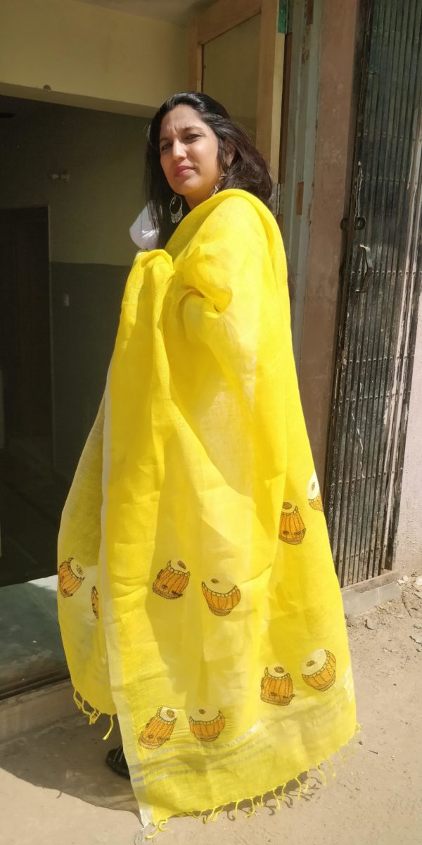 Dupatta Linen Embroidered