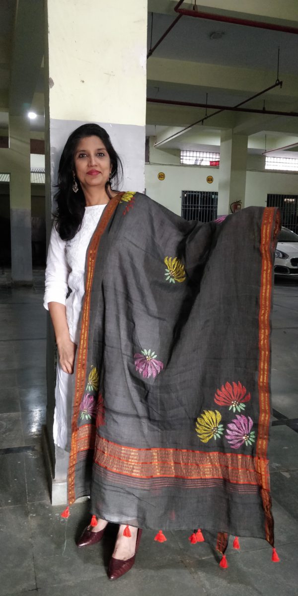 Dupatta Hand-woven Cotton Embroidered