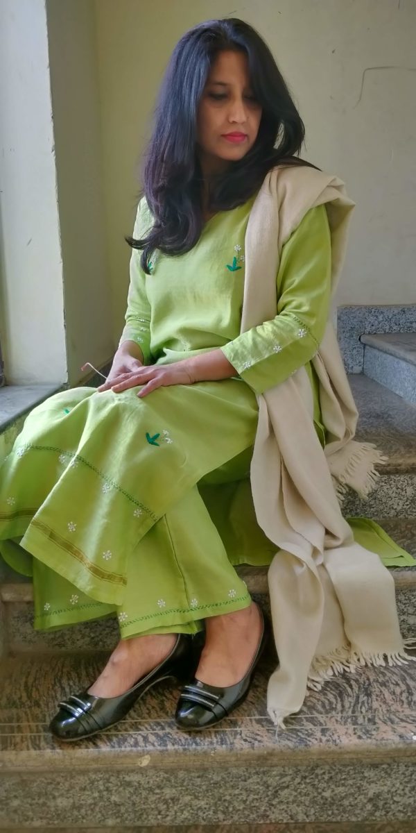 Kurta and Palazzo in Chanderi Cotton Embroidered