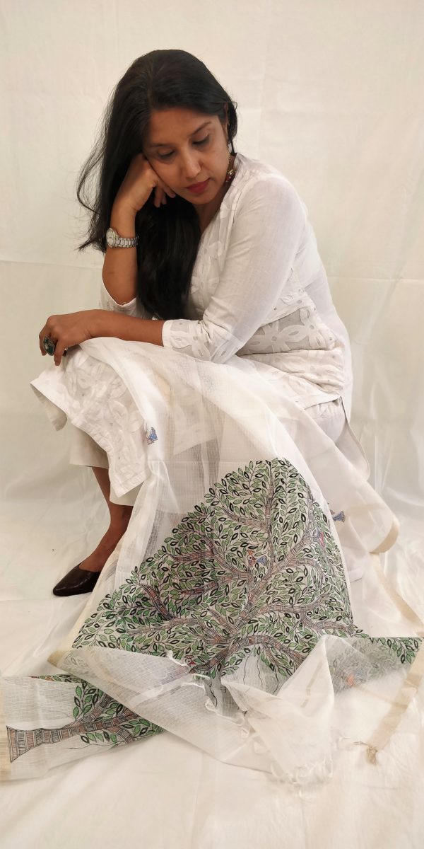 Dupatta Kota Doria Madhubani Handpainted